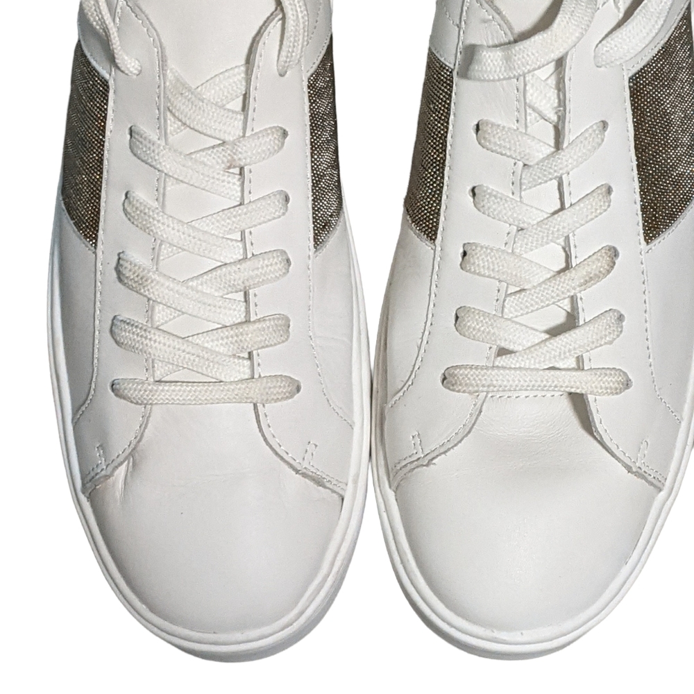 Steve Madden leather swept casual fashion sneakers white metallic accent… - Picture 4 of 11